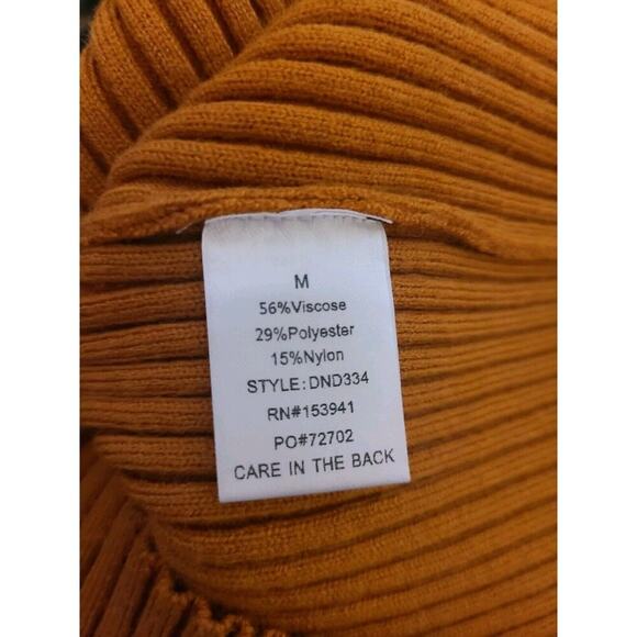 Women's Long-Sleeve Ribbed Bodycon Lattice Neck Dress Brown-Medium-NWT - Picture 4 of 6